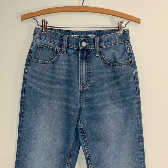 OLD NAVY Youth 12 High Rise Slouchy Straight Jeans Light Wash Denim 90s Inspired - Picture 2 of 8